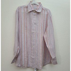 Vincenzo di Ruggiero Men’s Linen Stripe Shirt Size XL Handmade in Italy NWOT